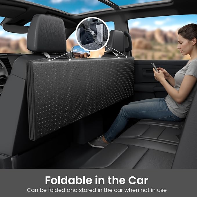 Back Seat Extender for Dogs 57 * 28.7 in, Upgraded Sofa Leather Dog Car Seat Cover for Back Seat, Foldable in the Car, Hard PVC Panels Bottom Support to 330 lbs, Full Coverage for Full Size Truck/SUV