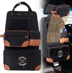Living in a Bubble Seat back Organizer – Magnetic Toiletry and Cooler Pouch, Cordura Car Backseat Storage with Device Holder & Hooks, Multi-Compartment Utility Bag for Campervans & Family Travel
