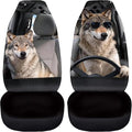 Wolf Car Front Seat Covers Anti-Slip Car Seat Covers for Front Seats Elastic Polyester Cool Auto Interior Accessories 2 Pcs Set Universal Fit for Most Cars,Sedans & SUVs