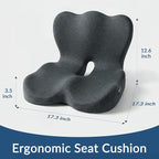 Exclusivo Mezcla Memory Foam Seat Cushion, Ergonomic Tailbone Pain Relief Cushions, Non-Slip Seat Pad for Office Chair and Car Seat, Black