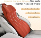 FLORICH 2-in-1 Lumbar Support with Headrest Pillow for Car Ergonomic Memory Foam Car Seat Back Cushion Integrated Lumbar Pillow with Car Neck Pillow for Driving Seat Relief Back Sciatica Pain, Red