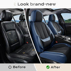 Coverado Seat Covers, Car Seat Covers Front Seats, Leather Seat Covers for Cars, Car Seat Protector Waterproof, Black Car Seat Cushion, Front Carseat Cover Universal Fit for Most Cars Blue