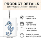 Blue and White Porcelain Beach Car Air Freshener 4 Pcs, Chinoiserie Coastal Seahorse Jellyfish Conch Crab Air Freshener Hanging for Cars Books Closet Drawer, Girly Car Accessories for Women