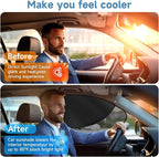 2 PCS Car Window Shades, Magnetic Double Layer Car Side Window Sun Shades with Full Shade/Half Shade, Front Window Covers for Driver,Car Accessories