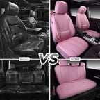 CAR PASS Pink Leather Seat Covers Full Set, Water Resistant 3D Foam Faux Leather Seat Cover, Luxury Comfort Automotive 5 Seat Covers Cute for Women Girly, Universal Fit SUV, Vans, Trucks, All Pink