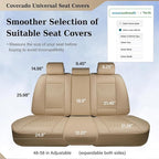 Coverado Leather Rear Seat Covers for Cars, Waterproof Back Seat Cover, Universal Automotive Seat Cushion Protector for Most Cars Trucks SUV (Beige)