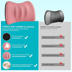 FLORICH 3 PCS Seat Cushion for Carseat Lumbar Support Pillow Car Neck Headrest Pillows Memory Foam Gel Memory Foam Massage Point Seat Pads Pressure Relief Back Cushion for Office Chair(Light Pink)