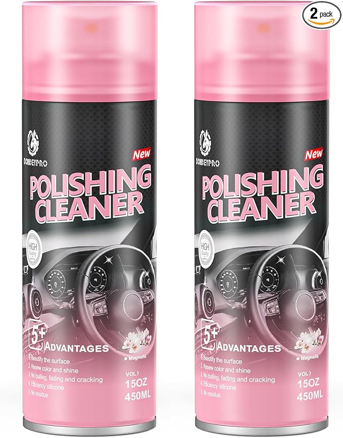 DONKEYPRO Polishing Cleaner, Car Interior Cleaner - Cleans & Protects Plastic, Vinyl, Leather Seats, Rubber, Dash, Trim - UV Guard, Anti-Aging, Exterior & Interior Detailer Spray (2 x 15oz)