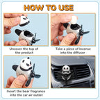 Tallew 2 Pack Car Air Freshener Cute Dog & Panda Car Vent Clip Diffuser with Rotating Propeller Outlet Vent Easy to Install Included 2 Scents Aroma Tablets Aromatherapy Ornament Auto Accessories