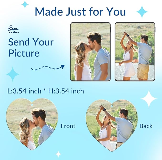 Custom Air Fresheners with Picture - Personalized Double Sided Photo Air Freshener, Customized Air Freshener for Car Wardrobe Bathroom Hanging Ornaments (A2-Heart)