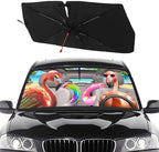 Socira Funny Flamingo Car Windshield Sun Shade Umbrella Foldable Sunshade for Front Window Auto Windshield Sunshade Covers Car Accessories Protect from Sun Rays Heat 57'' X 30''