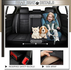 Leather Car Seat Covers Fit for Toyota Prius c 2012-2019, 5 Seater Car Seat Cover, Premium Waterproof, Scratch Resistant Car Interior Accessories (Full Set with Pillow Black White)