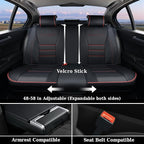 Coverado Seat Covers Full Set, Seat Covers for Cars, Car Seat Cover, Car Seat Protector, Nappa Leather Car Seat Cushion, Waterproof Car Seat Covers Front Seats and Back Fit for Most Cars (Redline)