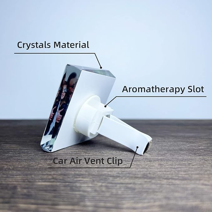 Custom Car Air Vent Clip with Photo, Personalized Crystals Picture Car Air Freshener Clips Interior Decoration