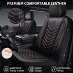CAR PASS 3D Foam Faux Leather Car Seat Covers Front Seats,Waterproof Leather Front Seat Cover for Car,Universal Fit for SUV Truck Sedan Automotive,Armrest Airbag Compatible Anti-Slip, Black and Red