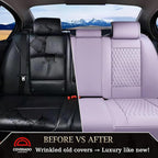 Coverado Rear Seat Covers, Leather Seat Cover for Car, Universal Waterproof Automotive Seat Cushion Protector for Most Cars Trucks SUV (Purple)