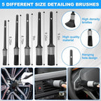 THINKWORK Car Detailing Kit, Car Detailing Brush Set, Car Cleaning Drill Brush Kit with Extension Pole, Professional Auto Detailing Supplies for Automobile Interior Exterior Wheels