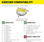 Kärcher Pressure Washer Surface Cleaner 15", 3 Wheels, Stainless Steel, Quick Connect, 4000 PSI, Ideal for Driveways, Patios, Decks, Sidewalks