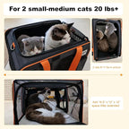 20 x 14 x 14 inches Expandable pet Carrier for 1 Large cat Under 25 lbs,2 Medium Cats 20 lbs+,cat Crate/Bag for Short Trip/Long Distance car Travel