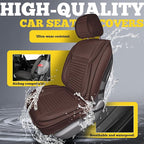 LINGVIDO Full Set Car Seat Covers, Faux Nappa Leather, Airbag Compatible and Waterproof Protectors for Sedans SUVs, Breathable Interior for Active Families, Pets, and Commuters (5 Seats, Brown)