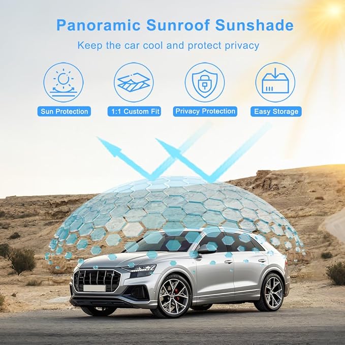 Car Sunroof Shade Compatible with Volvo C40(Not for XC40) 2021-2023, Foldable Glass Roof Sunshade with Storage Bag, Heat Insulation Sun Protection Roof Interior Sunshade