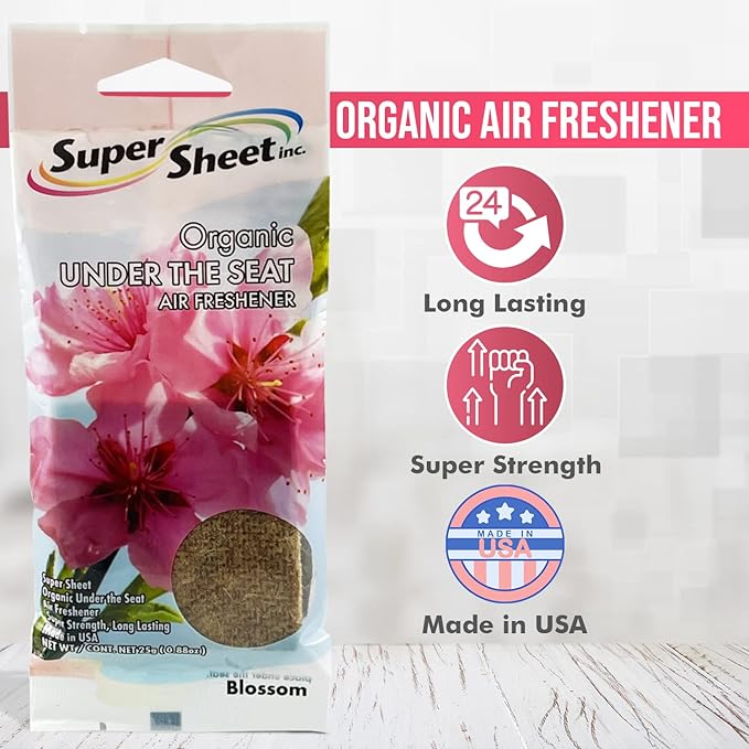 Super Sheet, Organic Under the Seat Car Air Freshener, Long Lasting Fragrance (Blossom, 1 Pack)