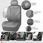 CAR PASS 3D Foam Faux Leather Car Seat Covers Full Set, Grey Breathable PU Leather Seat Covers for Cars, Luxury Universal Fit for SUVs Vans Sedan Truck Automotive, Armrest Airbag Compatible, All Gray