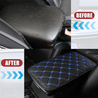 Car Center Console Cushion Pad, PU Leather Vehicle Armrest Cover Protector, Anti-Scratch Automotive Interior Arm Rest Seat Box Mat Accessories, Universal for SUV Sedan Truck (Black/Blue)