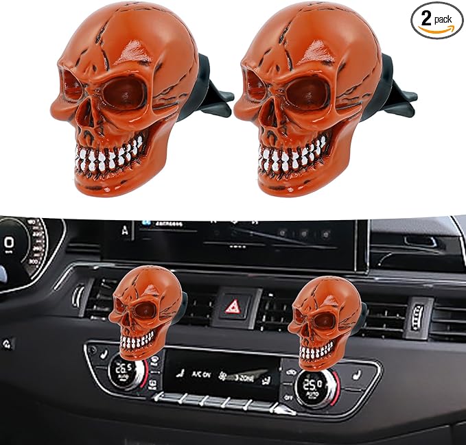 Skull Car Air Fresheners Cute Cool Funny Air Conditioning Vent Perfume Diffuser Decoration Interior Car Accessories 2 pcs