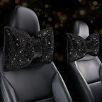 2 PCS Bling Car Pillows,Rhinestones Bowknot Car Headrest Pillow,Car Neck Pillow for Driver Relax Necksupport,Sleeping Travel Support Neck Pillow,Shiny Diamond Interior Accessories for Women,Black