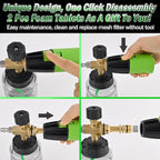 BEAR FORCE Innovative Pressure Washer Foam Cannon Pro+ (Thicker Foam, 3 Times of Life), 2026 Car Wash Snow Foam Blaster with One-Click Disassembly Technology + 1/4" Quick Plug, 34oz Bottle