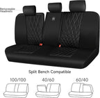 CAR PASS Luxury Faux Leather Rear Bench Car Seat Covers, Waterproof Anti Slip Back Seat Covers, Deluxe Automotive Backseat Cover Universal Fit for Most Cars Sedan SUV Pickup Truck (All Black)