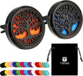 2 Pieces 316l Car Aromatherapy Essential Oil Diffuser Air Freshener with Vent Clip 48 Felt Pad Christmas Gift for Women Men(Tree Patterns)