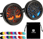 2 Pieces 316l Car Aromatherapy Essential Oil Diffuser Air Freshener with Vent Clip 48 Felt Pad Christmas Gift for Women Men(Tree Patterns)