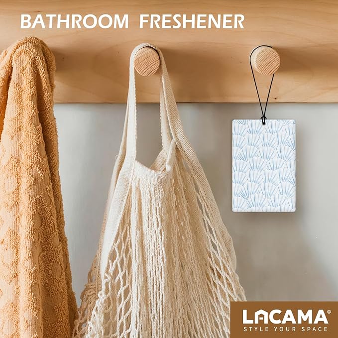 Lacama Blue Preppy Beach Car Air Freshener 3Pcs, Retro Meet Me at the Beach Seashell Cars Scents Air Freshener for Women Girls Gifts, Preppy Car Accessories Interior Mirror Decor Hanging