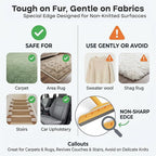 Carpet Rake for Pet Hair Removal – Reusable Cat & Dog Hair Remover Broom with Adjustable 60" Long Handle, Rug Rake Scraper for Carpet, Rugs, Mats, Upholstery & Couch Cleaning