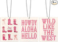 Cute Pink Western Car Air Freshener, Coquette Preppy Pink Cowgirl Boots Air Freshener Hanging 3 Pcs for Cars Closet Drawer or Books, Cute Western Car Accessories Mirror Decor for Women