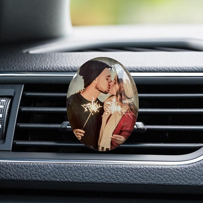 Custom Crystals Car Air Vent Clip with Photo Personalized Picture Car Air Freshener Clips Interior Car Accessories Decoration for Men Women