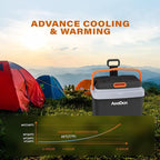 Electric Car Cooler and Warmer 35 Quart(33 Liter) Capacity with Draw bar and Wheels, Thermoelectric Iceless Cooler for Travel, Camping, Vehicles, Truck, Home - 12V DC and 120V AC