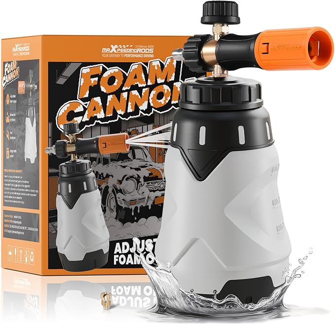 maXpeedingrods Foam Cannon for Pressure Washer, 1300ML Wide Mouth Quick Release Car Wash Foam Gun with Adjustable Soap Cannon & Thick Snow Foam Lance, 1/4'' Quick Connector, with 2 Orifice Nozzle