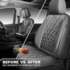 CAR PASS Piping Luxury PU Leather Two Front Car Seat Covers, Waterproof Anti Slip Seat Covers Compatible with Front Seat Armrests,Universal Fit for Suvs,Vans,Trucks,Airbag Compatible(All Gray)