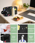 Small Insulated Snack Bag Lunch Bag for Kids Lunch Box for Women/Men, Collapsible [3L/5-Can] Reusable Lunch Bag Cooler Bag for Bottle with Handle Buckle for Work/School,Planet Astronauts