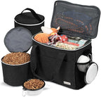 BAGLHER Dog Travel Bag Backpack Pet Supplies Backpack Pet Accessories Storage Bag 5-Piece Set With Shoulder Strap 2 Lined Pet Food Containers 4 Foldable Feeding Bowls Essential Kit for Pet travel