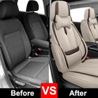 Fit for 98% of Mercedes Benz Car Seat Covers with Headrests, Premium Nappa Leather Seat Cover, Fully Wrapped Protect Modern Style Seat Cover (2-Seat Luxury, Beige & Brown)