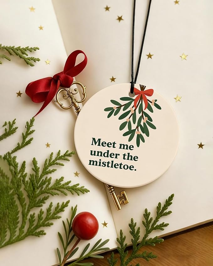 Boho Christmas Car Air Freshener 4 Pcs, Coquette Bow Xmas Tree Mistletoe Reindeer Hanging Air Freshener for Cars Closet Drawer Books, Girly Christmas Car Accessories Mirror Decor for Women