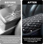 Bling Car Center Console Cover, Soft Fluffy Armrest Seat Box Cushion Pad, Crystal Diamond Arm Rest Protection Mat, Automotive Interior Decoration Accessories for Most Vehicles (Black)