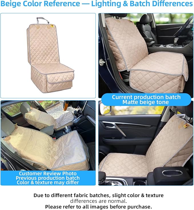 Deluxe Dog Seat Cover for Front Seat-More Durable Waterproof Front Seat Protector, High Heat Resistant and Nonslip Front Seat Cover for Dogs Kids, Universal Size (Beige)
