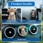 GENANY 3D 2pcs Resin Highland Cow Car Air Freshener Vent Clips, Farmhouse Auto Fresheners, Farm Air Freshener, Cute Gifts for Women and Men, Cool Spring Gifts For Horror Fans