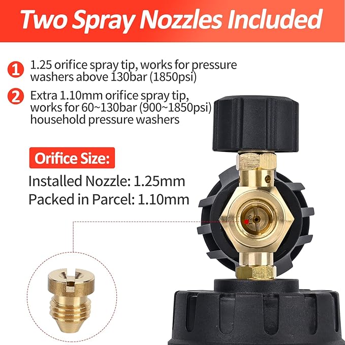 BEAR FORCE Pressure Washer Color Painted Short Spray Gun M22-ID14mm Max 3000 PSI & Foam Cannon Foam Gun Set, for Kar-Cher Pressure Washer, Light Duty Foam Lance Thick Foam Blaster, Car Care Detailing