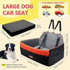 PetsHome Dog Car Seat for Medium Large Dogs, Detachable Washable Pet Booster Seat with Memory Foam Cushion, Side Pockets, 2 Clip-On Safety Leashes Pet Car Seat for Dog Up to 60 lbs/2 Small Dogs-Black